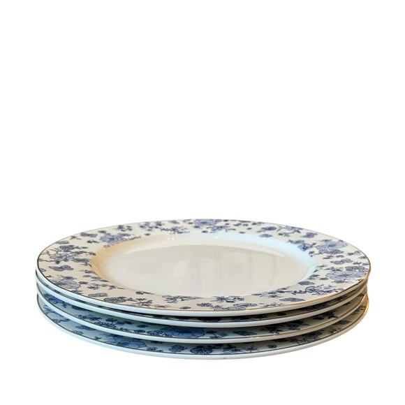 Grace Teaware Fine Porcelain Dinner Plates 10.5in Blue Floral Gold Trim Set of 5 - Picture 4 of 12